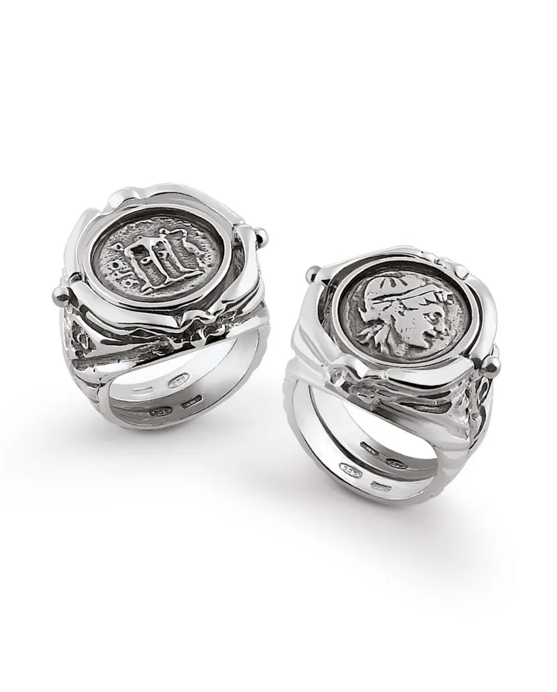 Anello Gerardo Sacco in Argento con Moneta Girevole