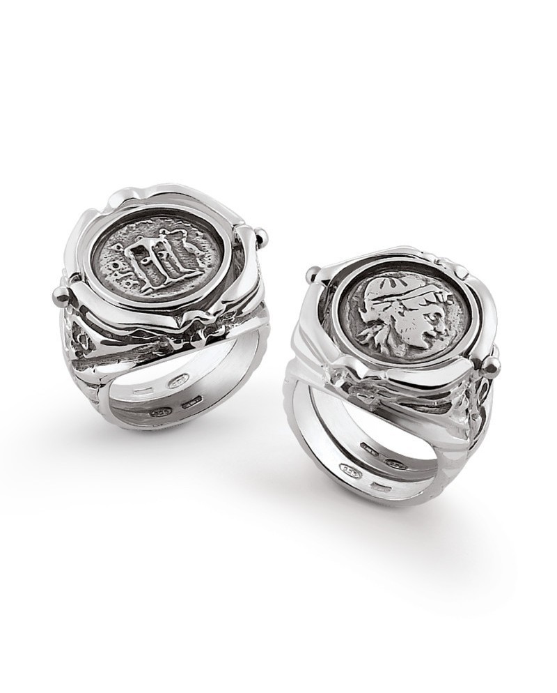 Gerardo Sacco Silver Ring with Rotating Coin