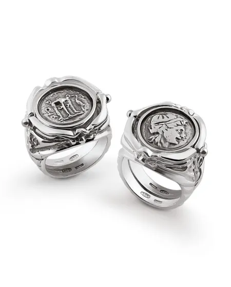 Gerardo Sacco Silver Ring with Rotating Coin
