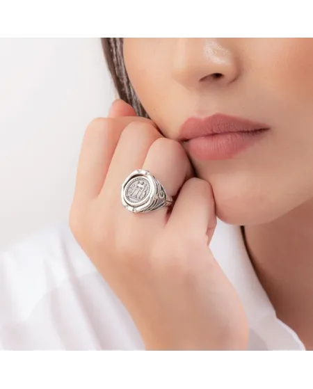 Gerardo Sacco Silver Ring with Rotating Coin
