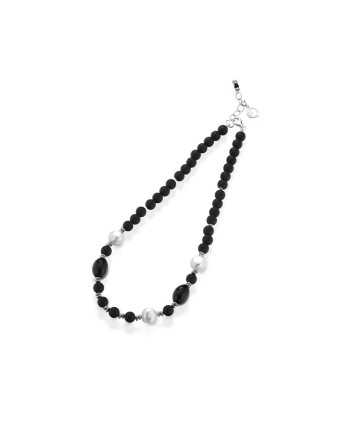 Coscia Le Lune Glamour silver necklace with pearls, hematite and onyx
