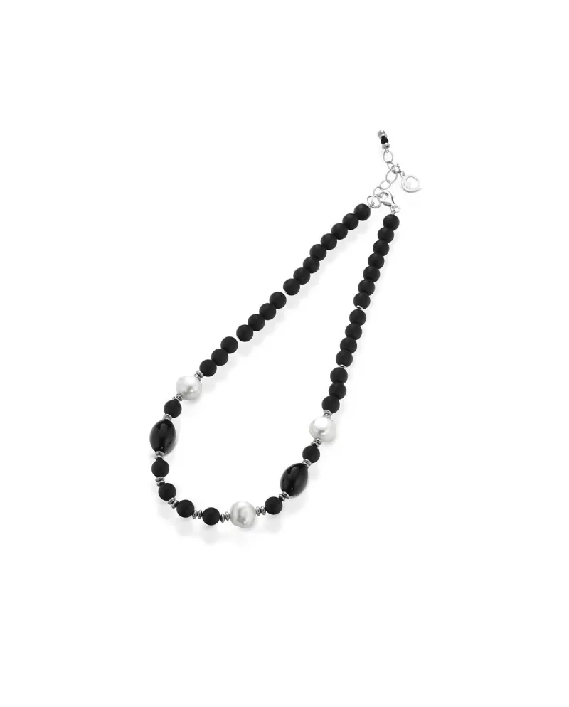 Collana in argento Coscia Le Lune Glamour con perle,ematite e onice