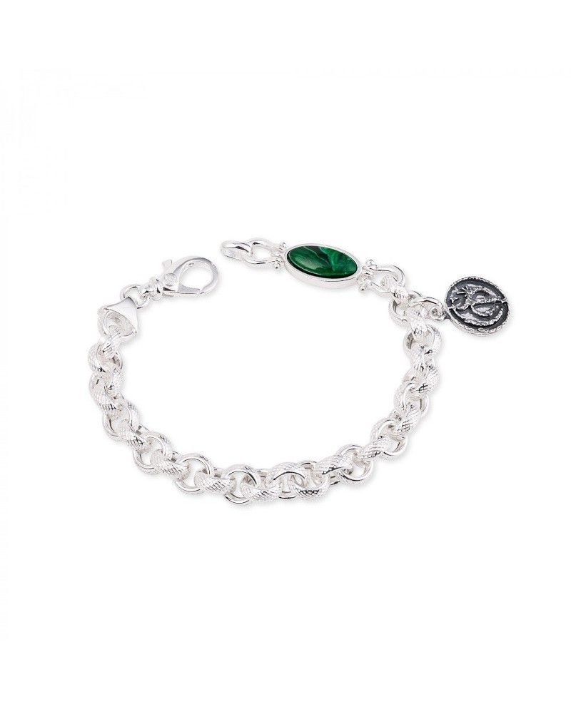 Gerardo Sacco Bracelet in Silver with Green Stone and Mask