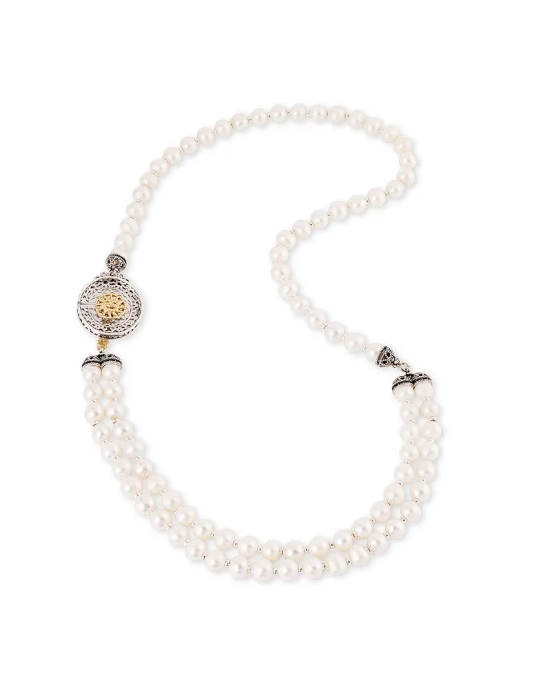 Collana Gerardo Sacco con Perle e Sole in Argento Dorato