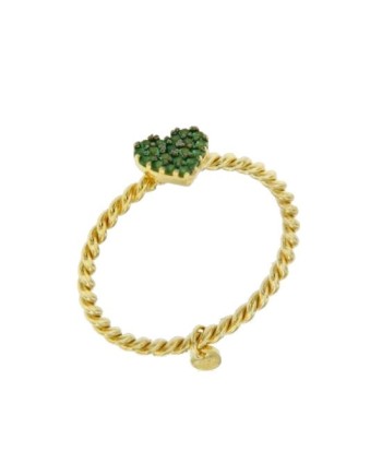 Anello Luiber Torchon in Oro con Cuore Pavè Verde
