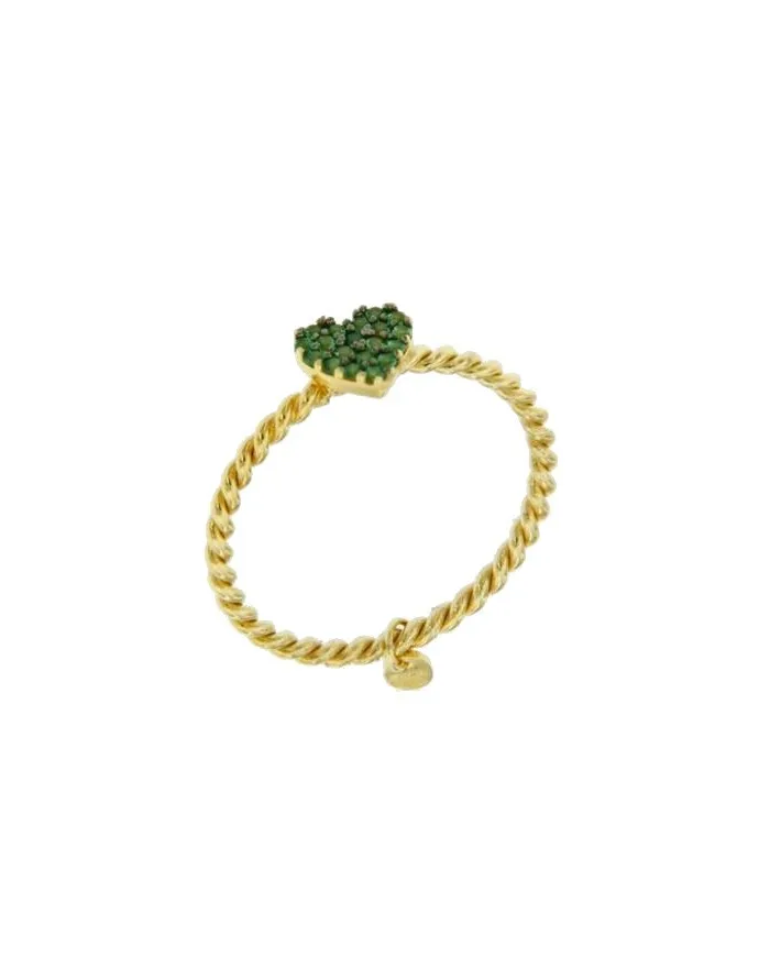 Bague en or Torchon Luiber avec cœur pavé