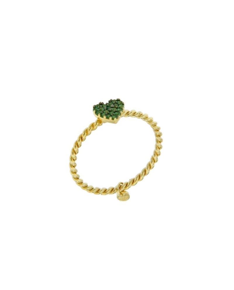 Bague en or Torchon Luiber avec cœur pavé