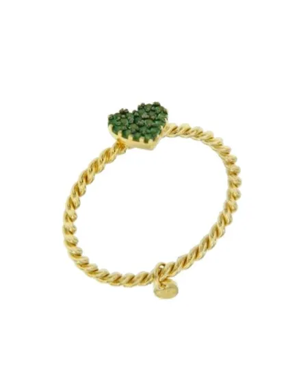 Bague en or Torchon Luiber avec cœur pavé