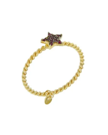 Anello Luiber Torchon in Oro con Stella Pavè Rossa