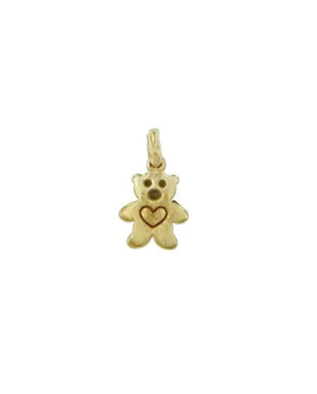 Breloque en or Luiber avec ours en peluche et cœur