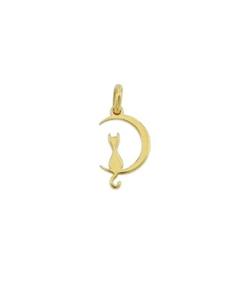 Luiber Charm in Gold with Kitten on the Moon