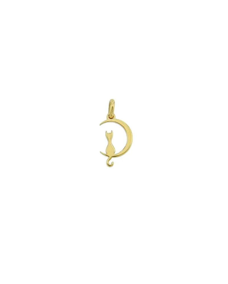 Luiber Charm in Gold with Kitten on the Moon