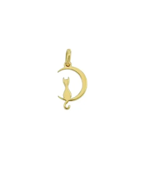 Charm Luiber in Oro con Gattino sulla Luna