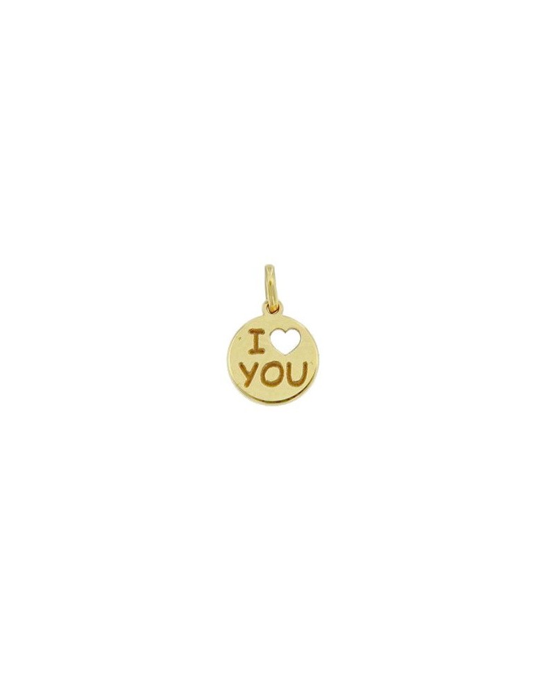 Charm Luiber in Oro Piastrina Tonda con Scritta "I Love You"