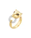 Ponte Vecchio Nobile Ring in Yellow Gold with Diamonds and Feline Head