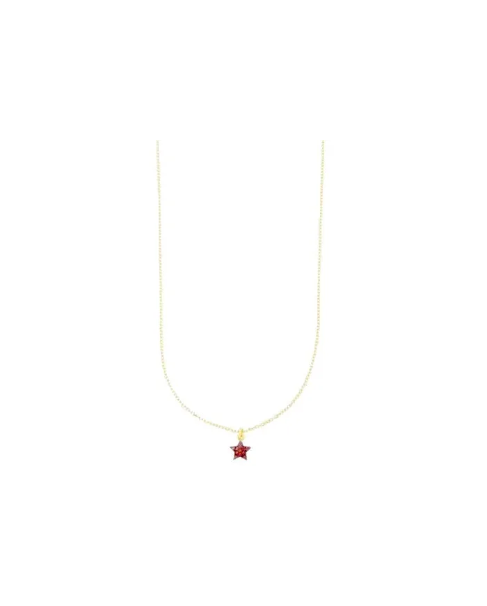 Luiber Necklace in Gold with Pavé Zirconia Red Star