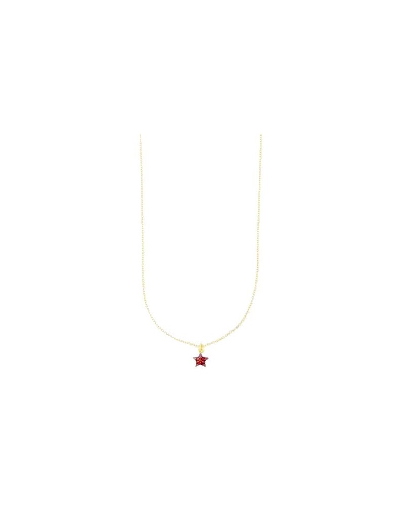 Collier Luiber en or avec étoile rouge pavée de zircones