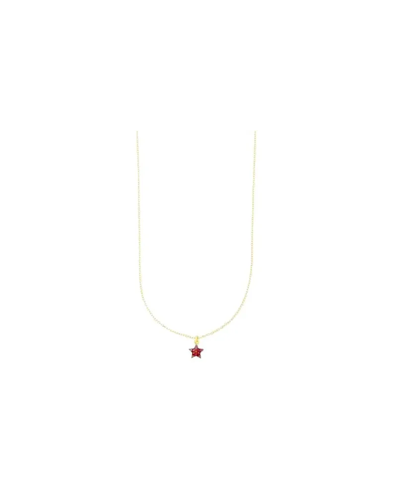 Luiber Necklace in Gold with Pavé Zirconia Red Star