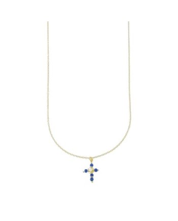 Collier en or Luiber avec croix en zircon bleu