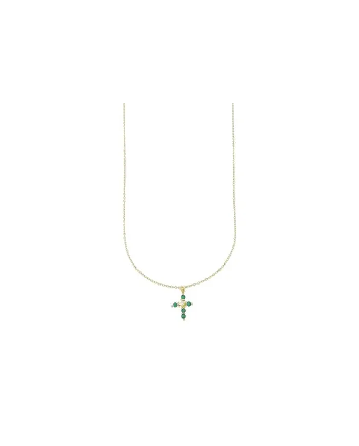 Collana Luiber in Oro con Croce di Zirconi Verde