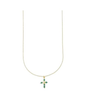 Collier en or Luiber avec croix en zircon vert