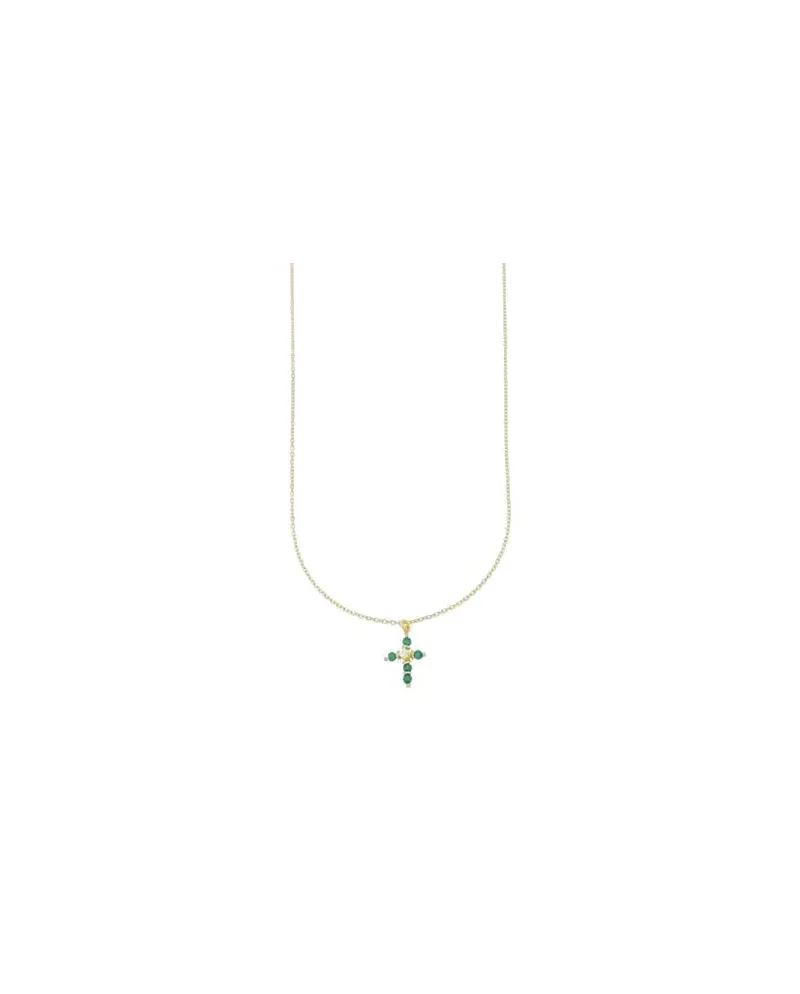 Collana Luiber in Oro con Croce di Zirconi Verde