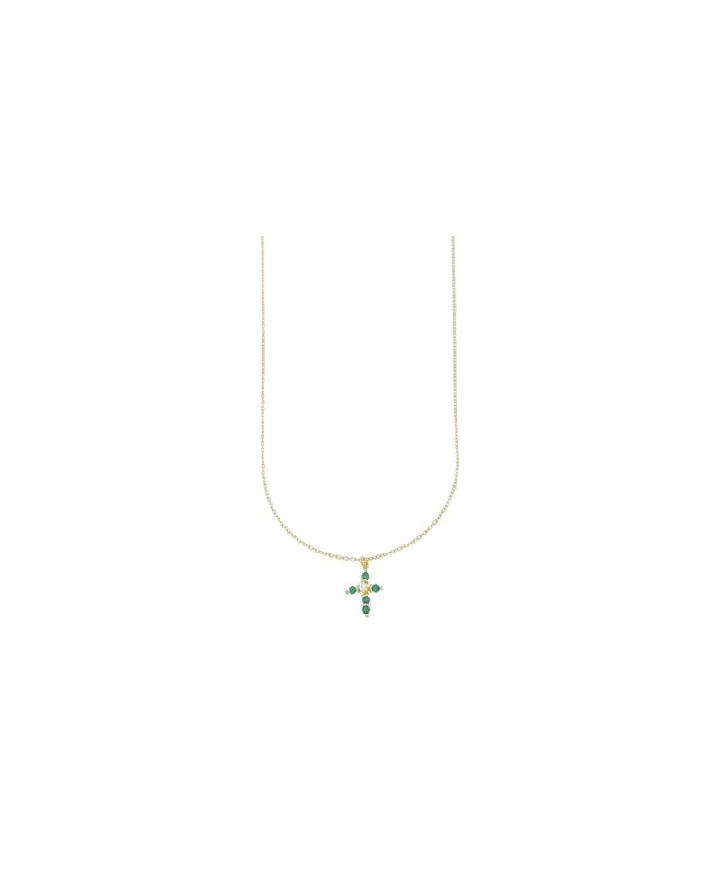 Collier en or Luiber avec croix en zircon vert