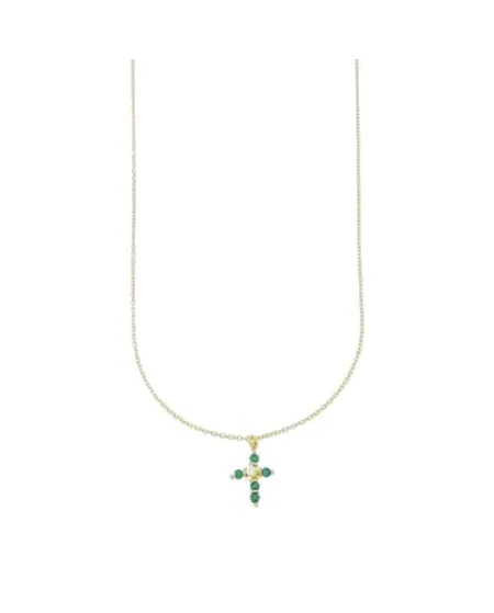 Collana Luiber in Oro con Croce di Zirconi Verde