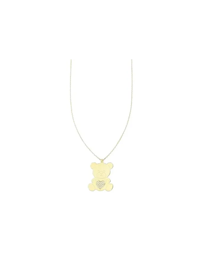 Collana Luiber in Oro con Orso e Cuore Pavé
