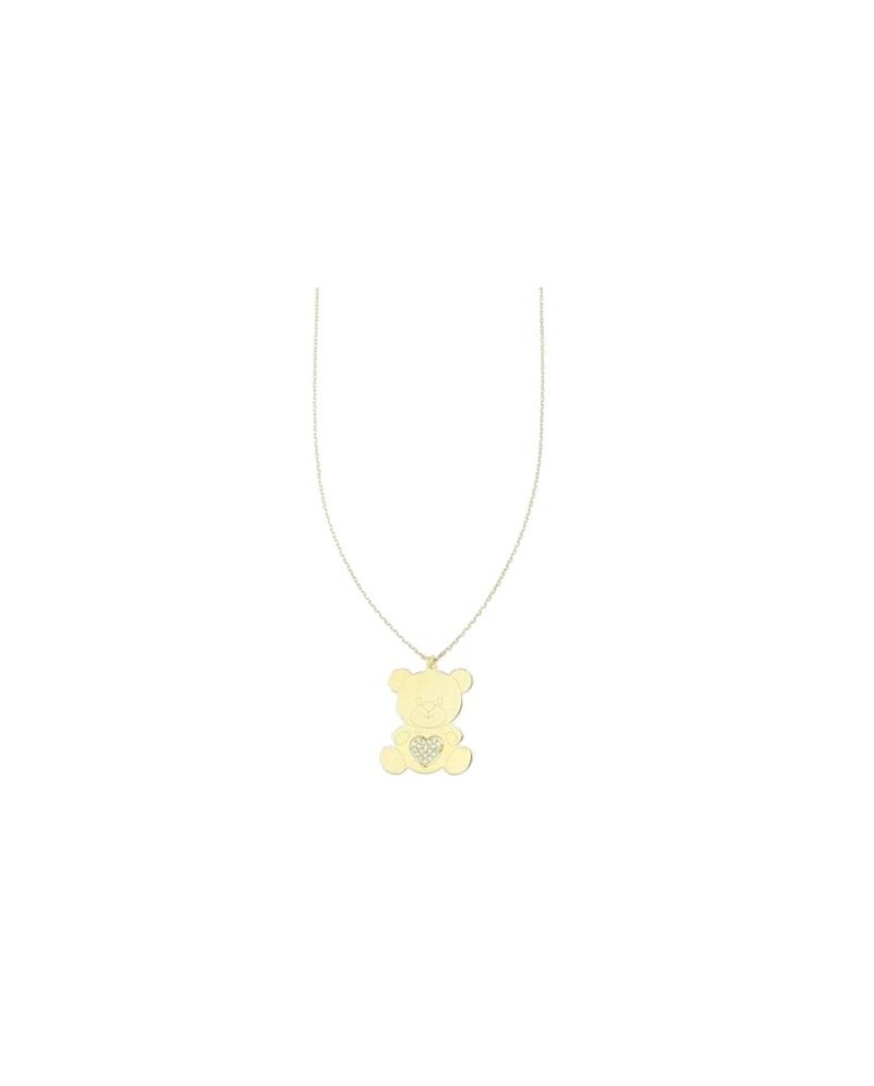 Luiber Gold Necklace with Bear and Pavé Heart