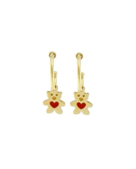 Luiber Gold Hoop Earrings with Teddy Bears