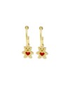 Boucles d'oreilles créoles en or Luiber avec ours en peluche