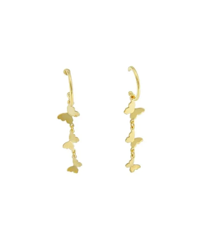 Boucles d'oreilles créoles en or Luiber avec papillons