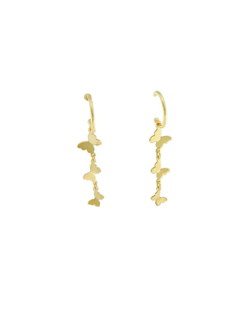 Boucles d'oreilles créoles en or Luiber avec papillons