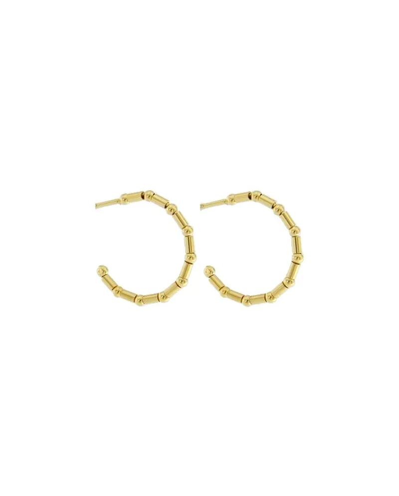 Luiber Gold Hoop Earrings with Tubes and Spheres Luiber Gold Hoop Earrings with Tubes and Spheres