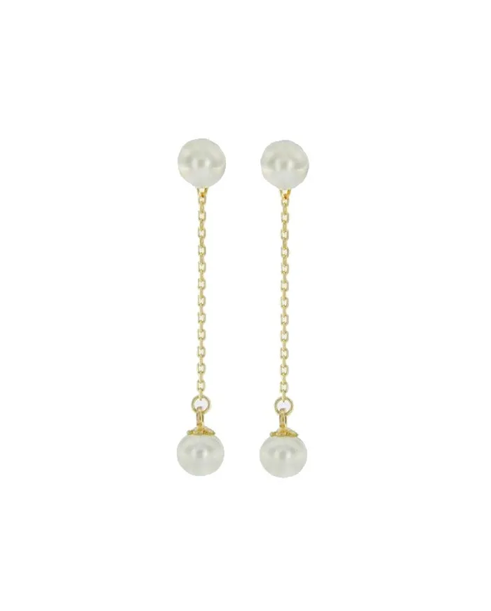 Boucles d'oreilles pendantes en or avec perles Luiber