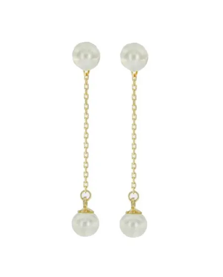 Boucles d'oreilles pendantes en or avec perles Luiber