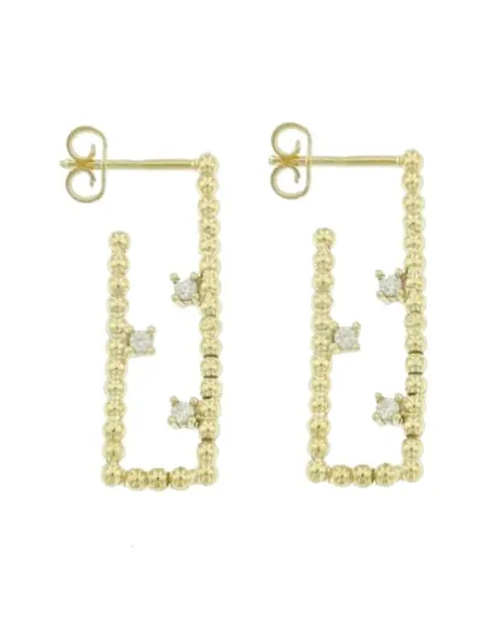 Boucles d'oreilles pendantes en or et zircone Luiber