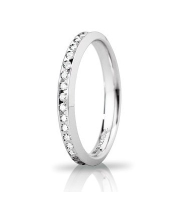 Unoaerre Venere "Slim" Wedding Ring in White Gold with Diamonds
