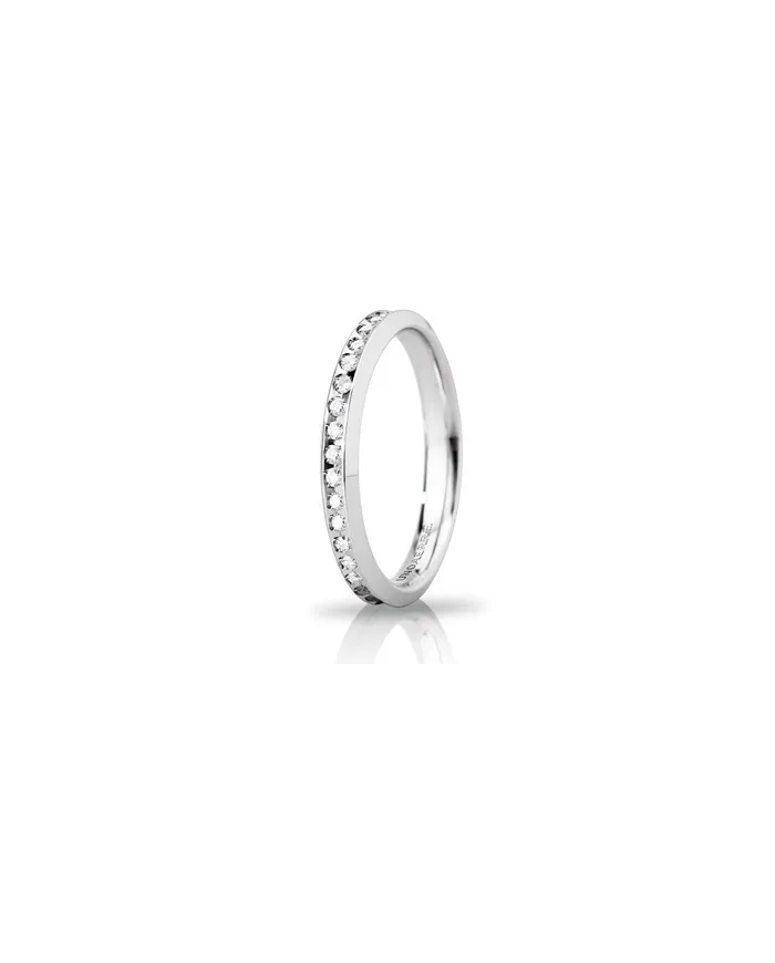 Unoaerre Venere "Slim" Wedding Ring in White Gold with Diamonds