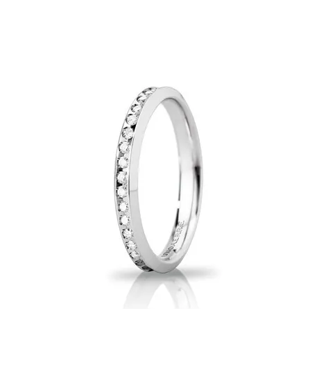 Unoaerre Venere "Slim" Wedding Ring in White Gold with Diamonds