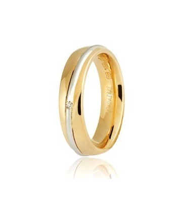 Unoaerre Saturno Wedding Ring in Two-Tone Gold with Diamonds