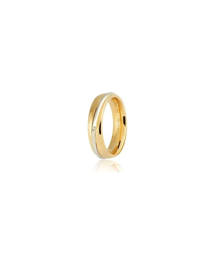Unoaerre Saturno Wedding Ring in Two-Tone Gold with Diamonds