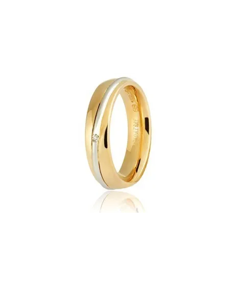 Unoaerre Saturno Wedding Ring in Two-Tone Gold with Diamonds