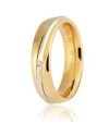 Unoaerre Saturno Wedding Ring in Two-Tone Gold with Diamonds