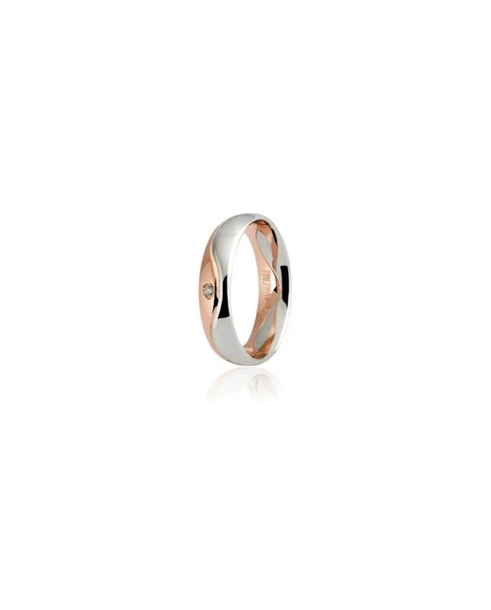 Unoaerre Galassia Two-Tone Gold Wedding Ring with Diamond