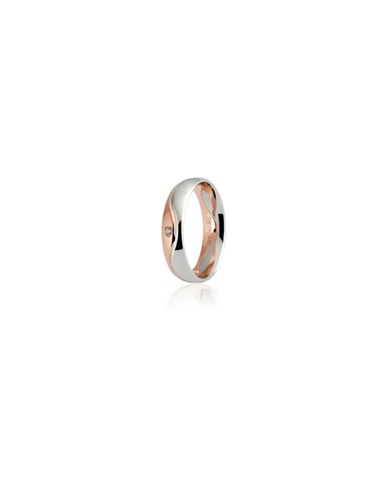 Fede Nuziale Unoaerre Galassia in Oro Bicolore con Diamante