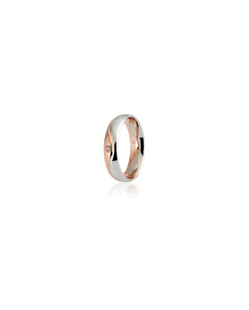 Unoaerre Galassia Two-Tone Gold Wedding Ring with Diamond