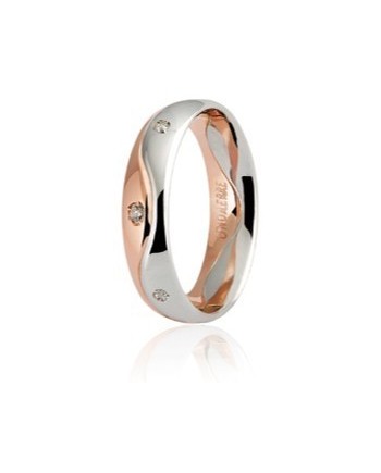 Unoaerre Galassia Wedding Ring in Two-Tone Gold with Diamonds
