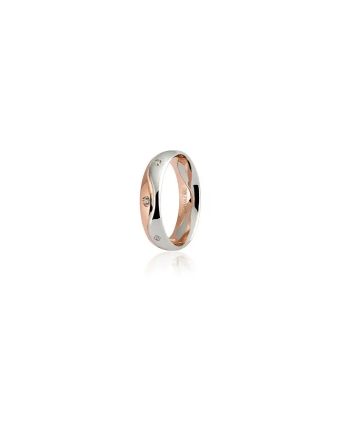 Unoaerre Galassia Wedding Ring in Two-Tone Gold with Diamonds